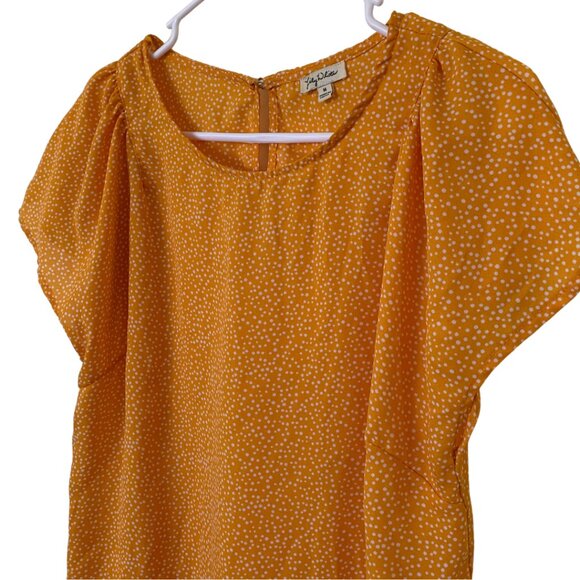 Lily White Orange and White Dot Print Blouse – Size M - Picture 3 of 7